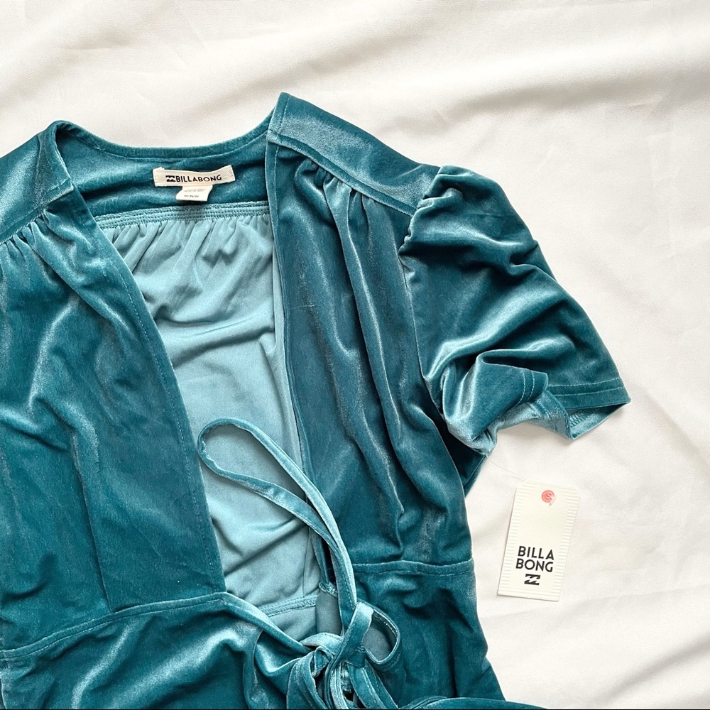 Billabong Lush for Life Blue Velvet Wrap Dress - Picture 5 of 5